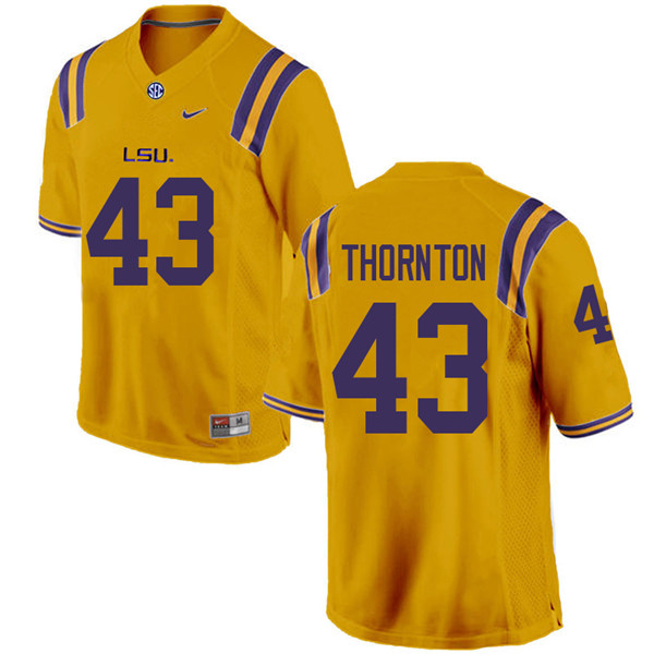 Men #43 Ray Thornton LSU Tigers College Football Jerseys Sale-Gold - Click Image to Close